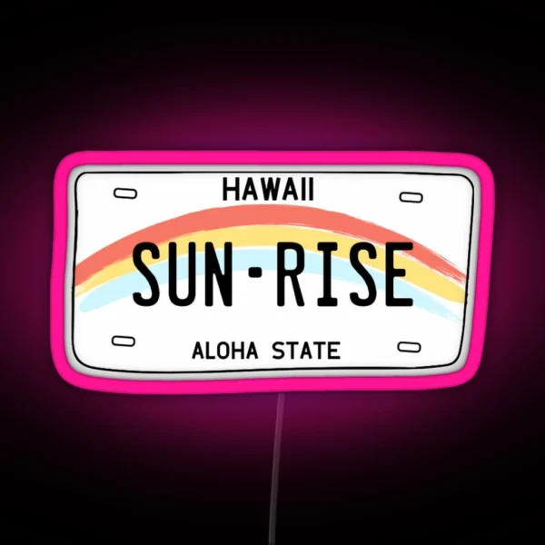 Hawaii Sunrise Licence Plate RGB Neon Sign