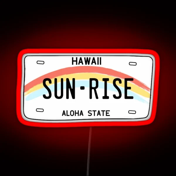 Hawaii Sunrise Licence Plate RGB Neon Sign