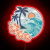 Vibrant digital Hawaiian wave patterns in full color neon lighting.