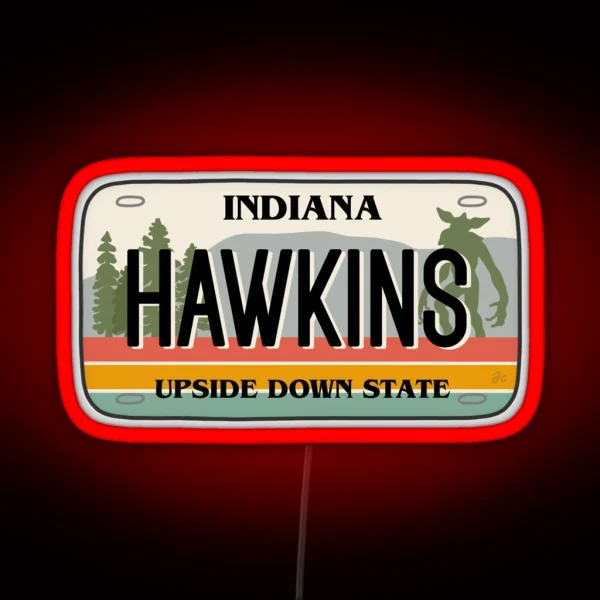 Hawkins Indiana License Plate RGB Neon Sign