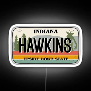 Hawkins Indiana License Plate RGB Neon Sign