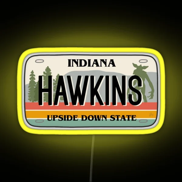 Hawkins Indiana License Plate RGB Neon Sign