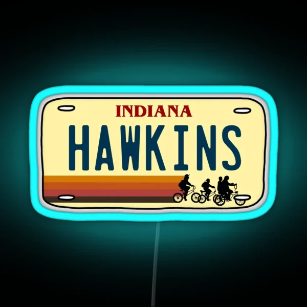 Hawkins License Plate RGB Neon Sign
