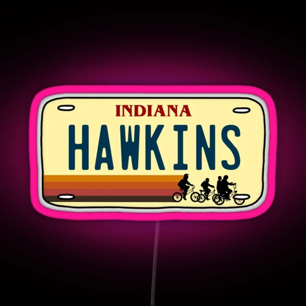 Hawkins License Plate RGB Neon Sign