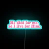 Faithful Tribute to Sacrificial Love and Devotion in Vibrant Neon Color