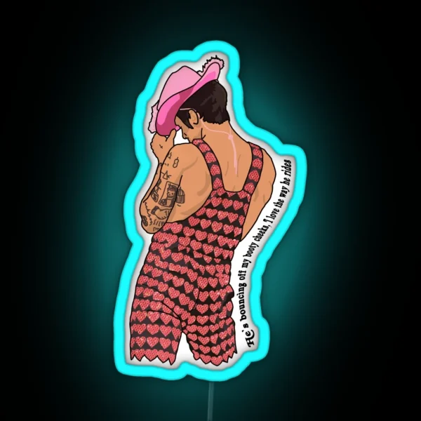 He S Bouncing Off My Booty Cheeks RGB Neon Sign