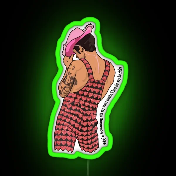 He S Bouncing Off My Booty Cheeks RGB Neon Sign