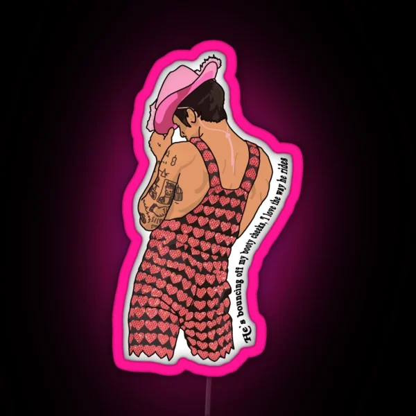 He S Bouncing Off My Booty Cheeks RGB Neon Sign