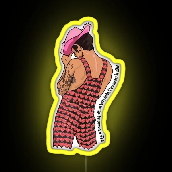 He S Bouncing Off My Booty Cheeks RGB Neon Sign