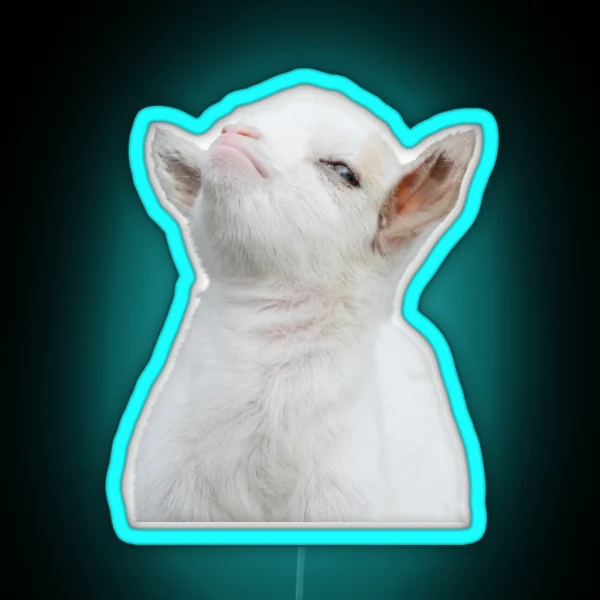 Head Of Cute White Baby Goat RGB Neon Sign