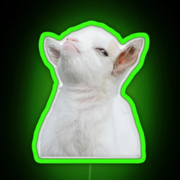 Head Of Cute White Baby Goat RGB Neon Sign