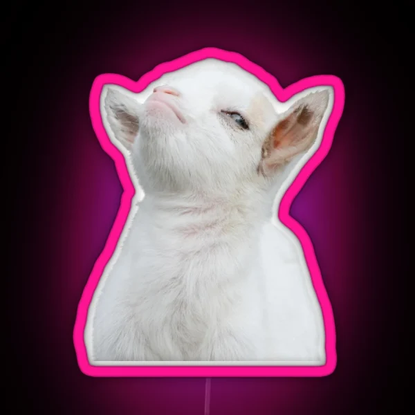 Head Of Cute White Baby Goat RGB Neon Sign