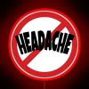 Warning against headaches with vibrant RGB neon signage prohibition message