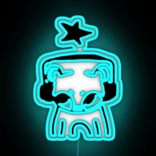 Headphones Cat Doodle RGB Neon Sign