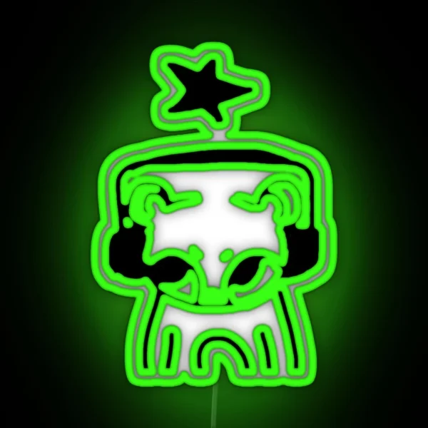Headphones Cat Doodle RGB Neon Sign