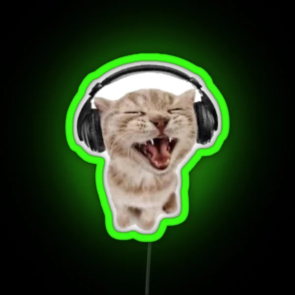Headphones Cat RGB Neon Sign