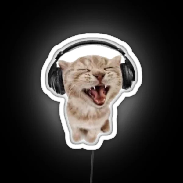 Headphones Cat RGB Neon Sign