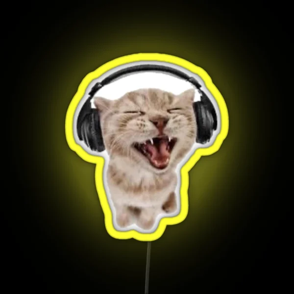 Headphones Cat RGB Neon Sign