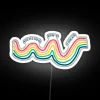 Non-linear healing journey illuminated by vibrant RGB neon lights.