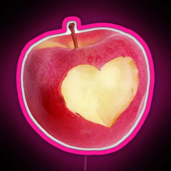 Heart Bitten Apple RGB Neon Sign