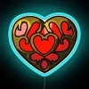 Vibrant heart container illuminated with colorful, glowing RGB neon accents.