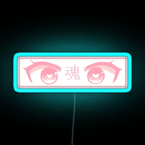 HEART EYES PINK SAD JAPANESE ANIME AESTHETIC RGB Neon Sign