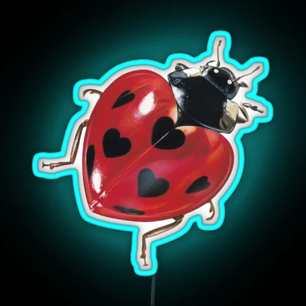 Heart Ladybug RGB Neon Sign