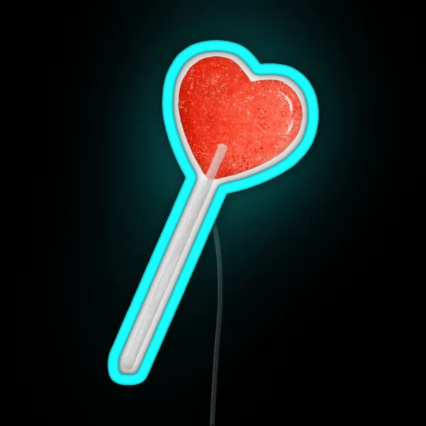 Heart Lollipop Illustration RGB Neon Sign