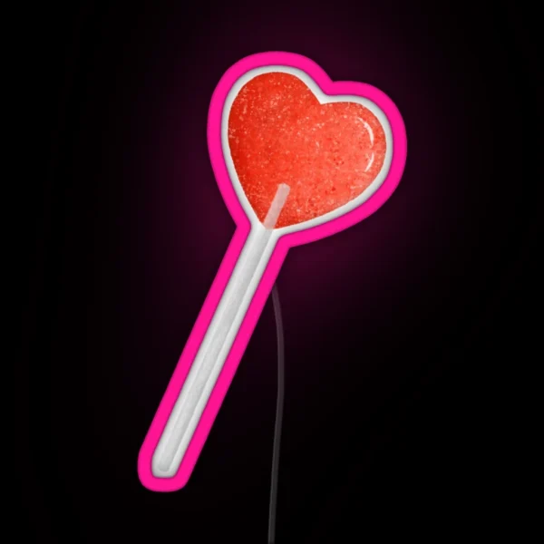 Heart Lollipop Illustration RGB Neon Sign