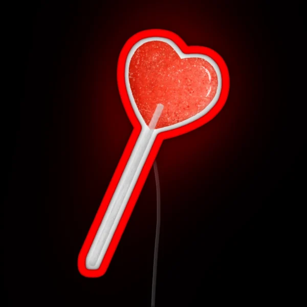 Heart Lollipop Illustration RGB Neon Sign