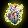 RGB Neon Sign with Whimsical Floral Anatomy Illustration Design Concept