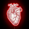 Glowing heart symbol in vibrant color-changing RGB LED light display