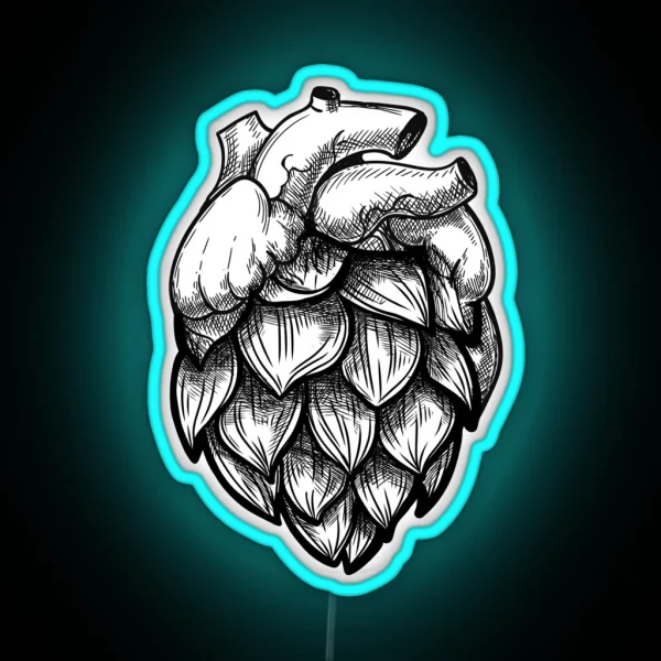 Heart Shaped Hops Bw RGB Neon Sign