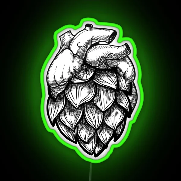 Heart Shaped Hops Bw RGB Neon Sign