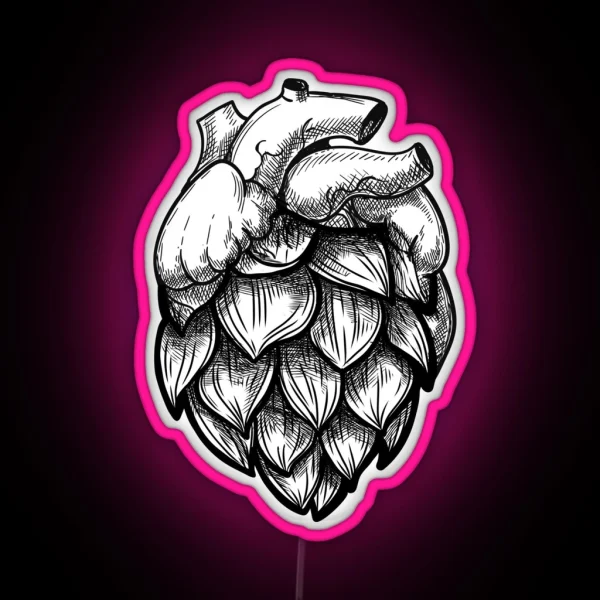 Heart Shaped Hops Bw RGB Neon Sign