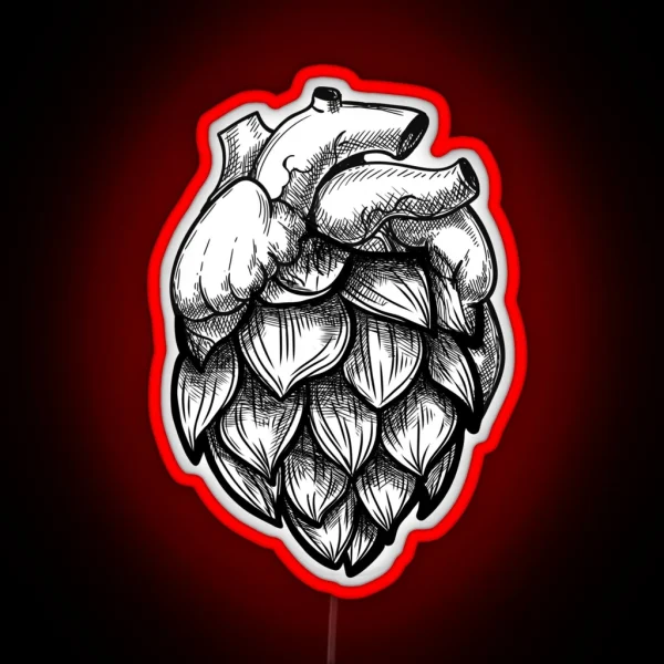 Heart Shaped Hops Bw RGB Neon Sign
