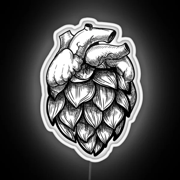 Heart Shaped Hops Bw RGB Neon Sign
