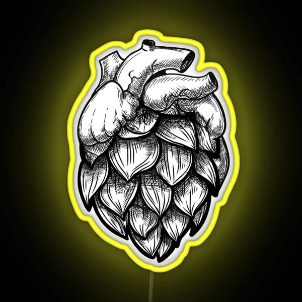 Heart Shaped Hops Bw RGB Neon Sign