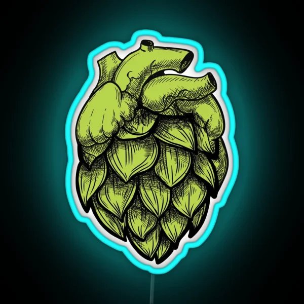Heart Shaped Hops Green RGB Neon Sign