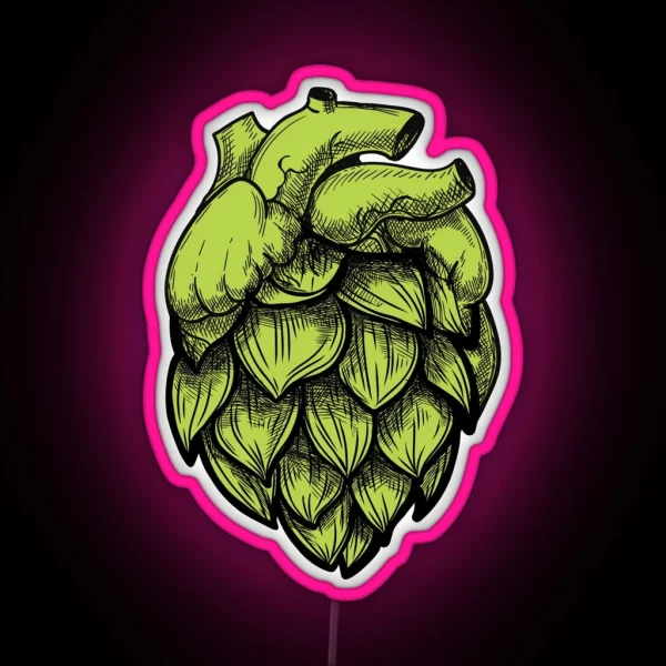 Heart Shaped Hops Green RGB Neon Sign