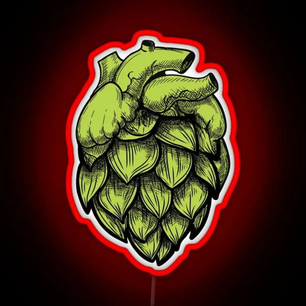 Heart Shaped Hops Green RGB Neon Sign