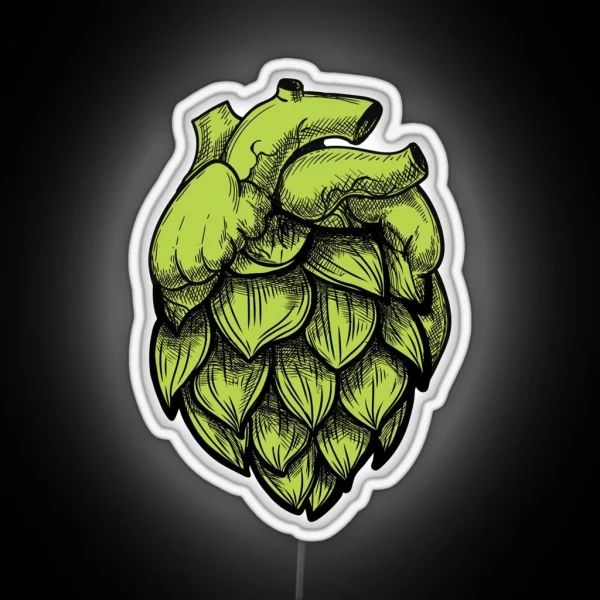 Heart Shaped Hops Green RGB Neon Sign