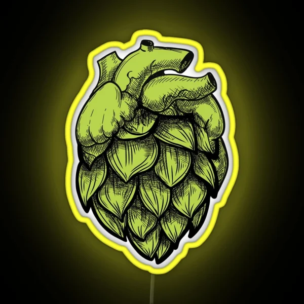Heart Shaped Hops Green RGB Neon Sign