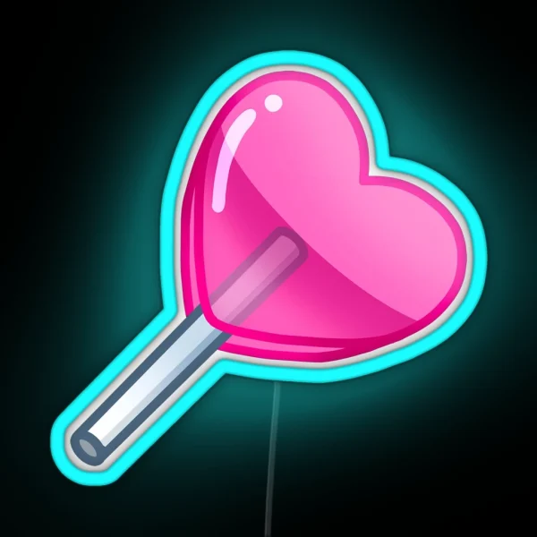 Heart Shaped Pink Lollipop RGB Neon Sign