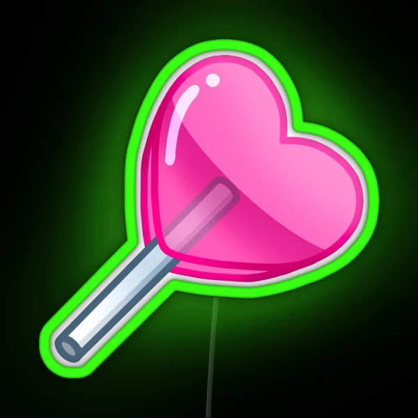 Heart Shaped Pink Lollipop RGB Neon Sign
