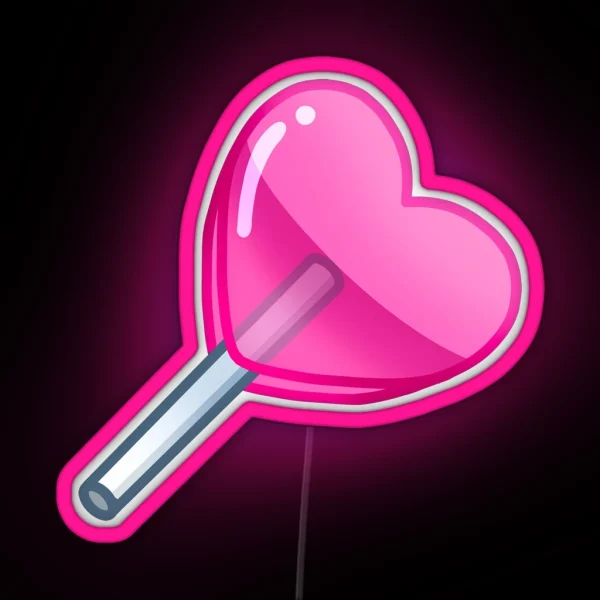 Heart Shaped Pink Lollipop RGB Neon Sign
