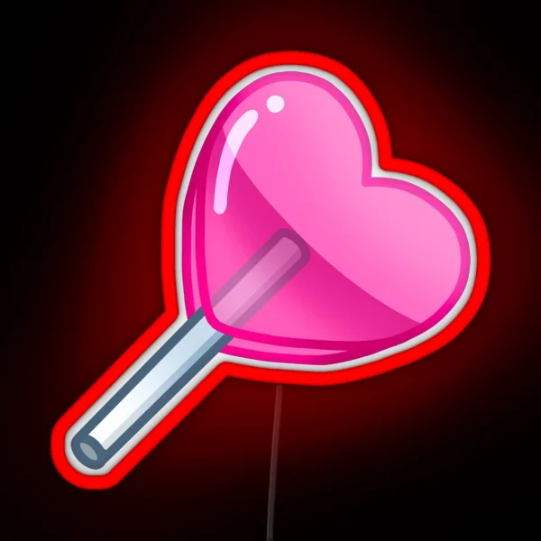 Heart Shaped Pink Lollipop RGB Neon Sign
