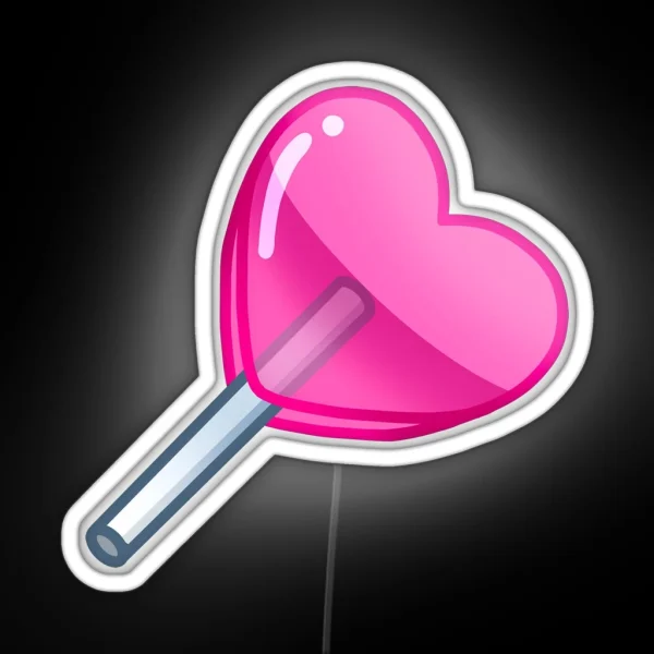 Heart Shaped Pink Lollipop RGB Neon Sign