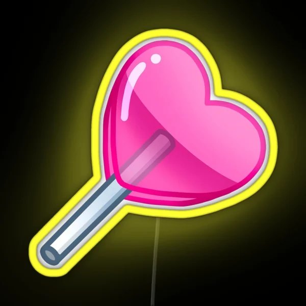 Heart Shaped Pink Lollipop RGB Neon Sign