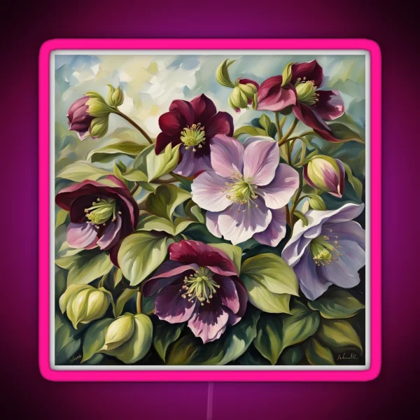 Hellebores Delicate Bouquet Art RGB Neon Sign
